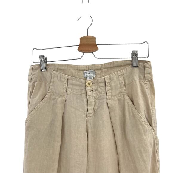 Transit Par-Such Linen Pants Trousers Beige Khaki Tan Size 1 US 6 - Picture 2 of 11